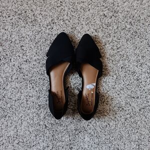 Seychelles Black Pointed Toe Canvas D'Orsay Flats 7